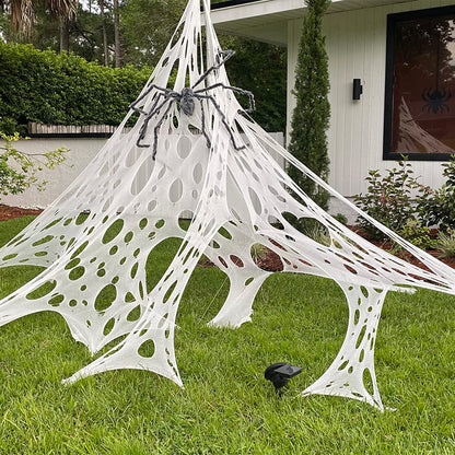 DAZONGE 2 Packs Spider Webs Halloween Decorations Outdoor, 900sqft Stretchy Spider Webbing for Halloween Decor, Spooky Spider Web Decorations for Hunted House Halloween Party