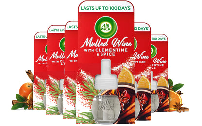 Air Wick Plug in Diffuser Refill, Mulled Wine, Pack 6 x 19ml, Long Lasting Fragrance, Lasts up to 600 Days, Plug in Air freshener