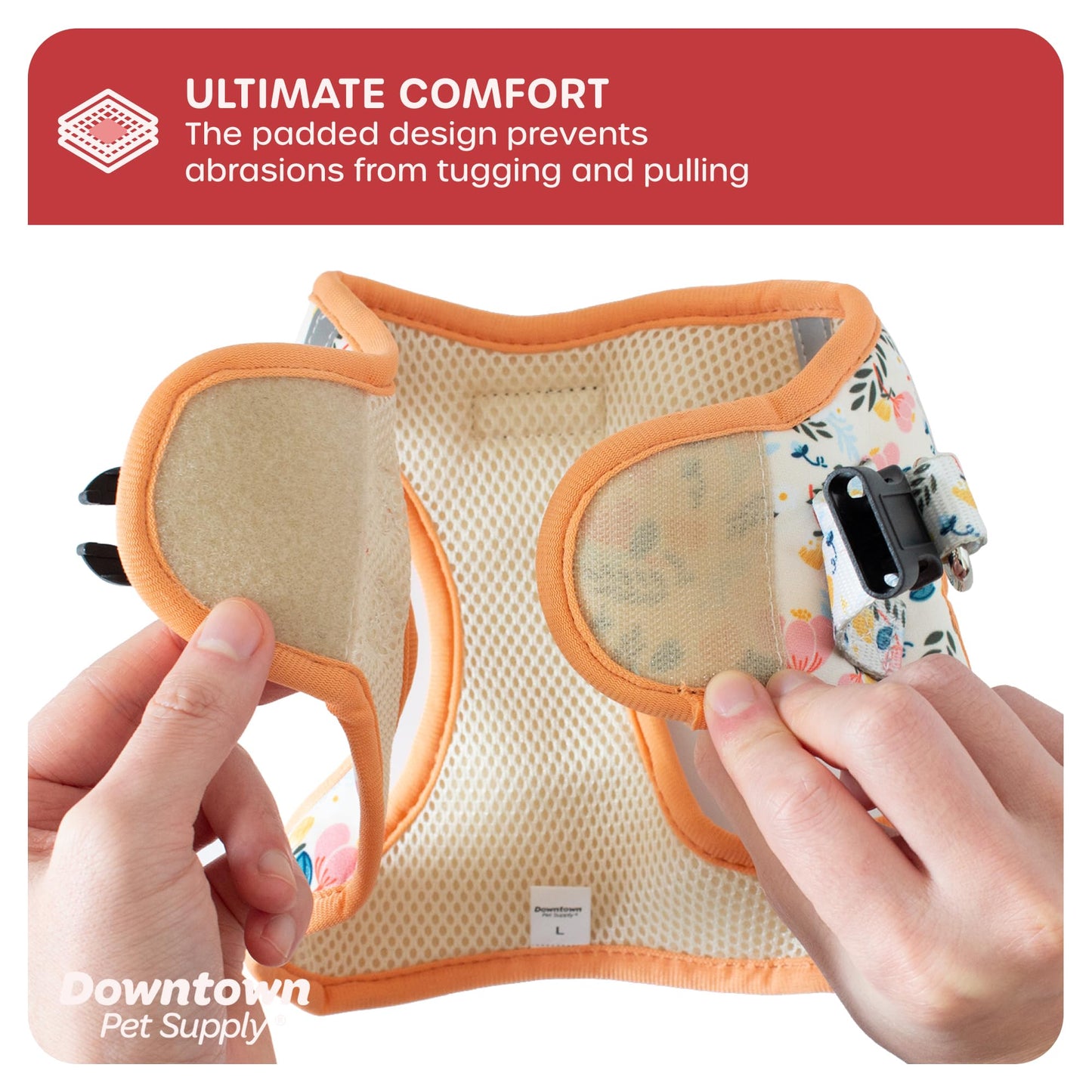 Downtown Pet Supply Step in Dog Harness for Small Dogs No Pull, Small, Floral - Adjustable Harness with Padded Mesh Fabric and Reflective Trim - Buckle Strap Harness for Dogs