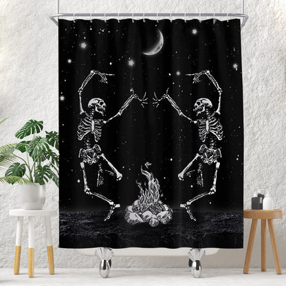 EOVDSFW Funny Halloween Shower Curtain for Bathroom Set Black Gothic Spooky Goth Skull Dark Moon Cool Fun Bath 60 x 72 Inch Decorative Polyester Fabric Cloth Home Decor with 12 Pack Hooks