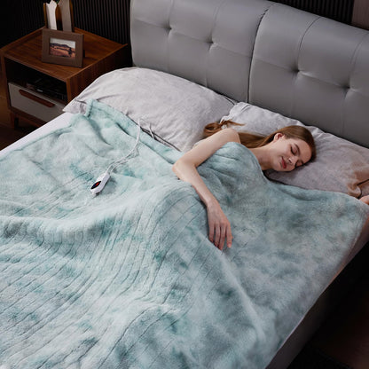 Guohaoi Heated Blanket Electric Throw, Soft Faux Rabbit Fur Electric Blanket with 10 Heating Levels 5 Sitting Timer Auto Off, Cozy Warm Heating Blankets, Machine Washable(50"×60" Beige)