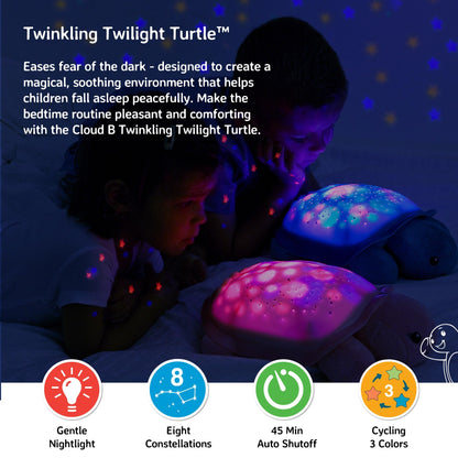 Cloud b Twinkling Twilight Turtle Aqua , Galaxy Projector Night Light & White Noise Machine Baby Soothing | 8 Constellations, 2 Melodies, 3 Colours | Starry Kids Night Light Comfort for Mums & Parents