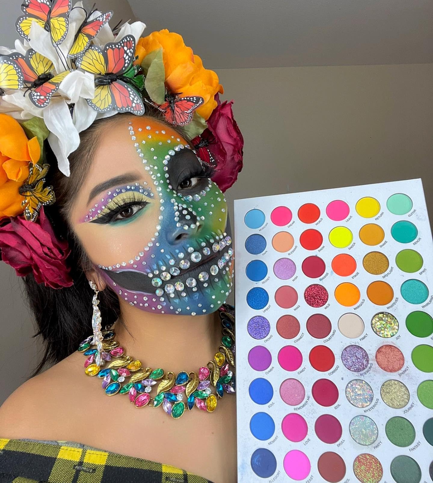 DE'LANCI Big Colorful Eyeshadow Palette Professional 54 Color Board Eye Shadow Bright Neon Glitter Matte Shimmer Makeup Pallet Highly Pigmented Powder EyeShadow for Women Girl Halloween Christmas Gift