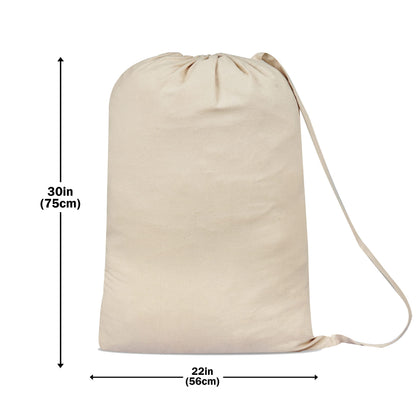 Sweet Needle 2 Pack Premium Canvas Laundry Bag with Shoulder Strap, 75x56 CM 40L - 100% Cotton, Fabric Weave Durable, Drawstring with Cord-Lock, Machine Washable Laundry Liner for Laundry Hampers