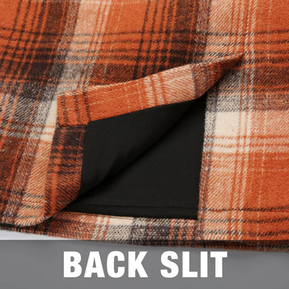 Orange Skirt Halloween Clothes for Women 2025 Outfits High Waisted Knee Length Bodycon Burnt Orange Plaid Skirt with Slit, Orange, M