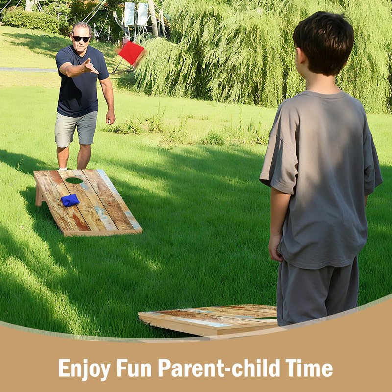 Solid Wood Cornhole Board Set，2 Regulation 4'x2' Cornhole Boards with 8 Cornhole Bags and Carrying Case, Corn Hole Games for Adults Outdoor Bean Bag Toss Game