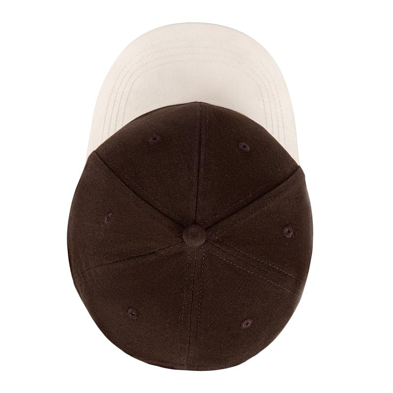 Mens Cap, Plain Baseball Cap, 100% Cotton, Adjustable Size, Casual Hat, Two Tone Color Combinations (Brown & White)