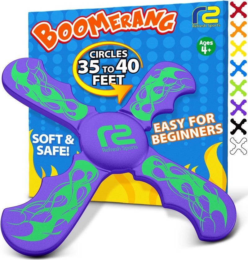 Foam Boomerang - Fun Outdoor Summer Gift for Kids All Ages - Easy to Use, Soft & Safe - 2026 Top Beach Toy - Indoor Outdoor Toys For Kids Ages 3 4 5 6 7 8 9 10 11 12 + Year Old Gifts for Girls