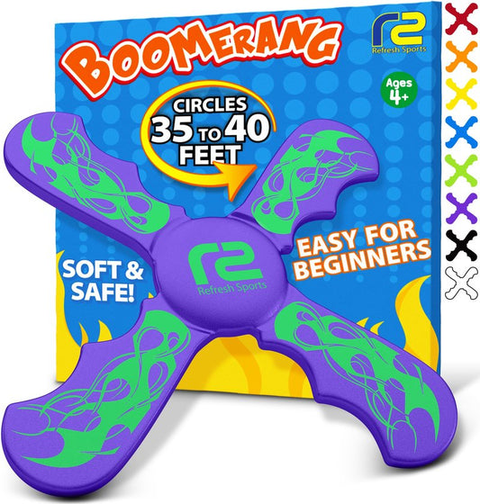 Foam Boomerang - Fun Outdoor Summer Gift for Kids All Ages - Easy to Use, Soft & Safe - 2026 Top Beach Toy - Indoor Outdoor Toys For Kids Ages 3 4 5 6 7 8 9 10 11 12 + Year Old Gifts for Girls