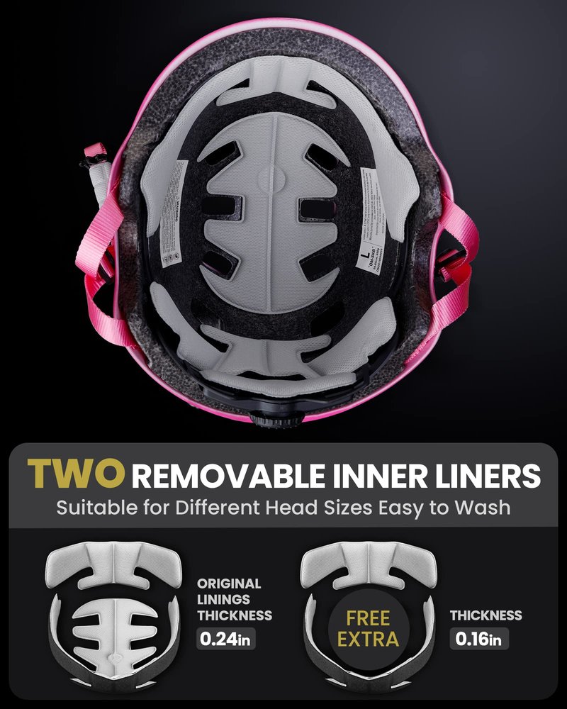 OutdoorMaster Skateboard Cycling Helmet - Two Removable Liners Ventilation Multi-Sport Scooter Roller Skate Inline Skating for Kids, Youth & Adults - M - Pink