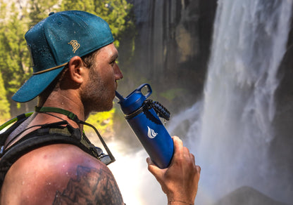 HYDRO CELL Stainless Steel Insulated Water Bottle with Straw - For Cold & Hot Drinks - Metal Vacuum Flask with Screw Cap and Modern Leakproof Sport Thermos for Adults (Navy 24oz)