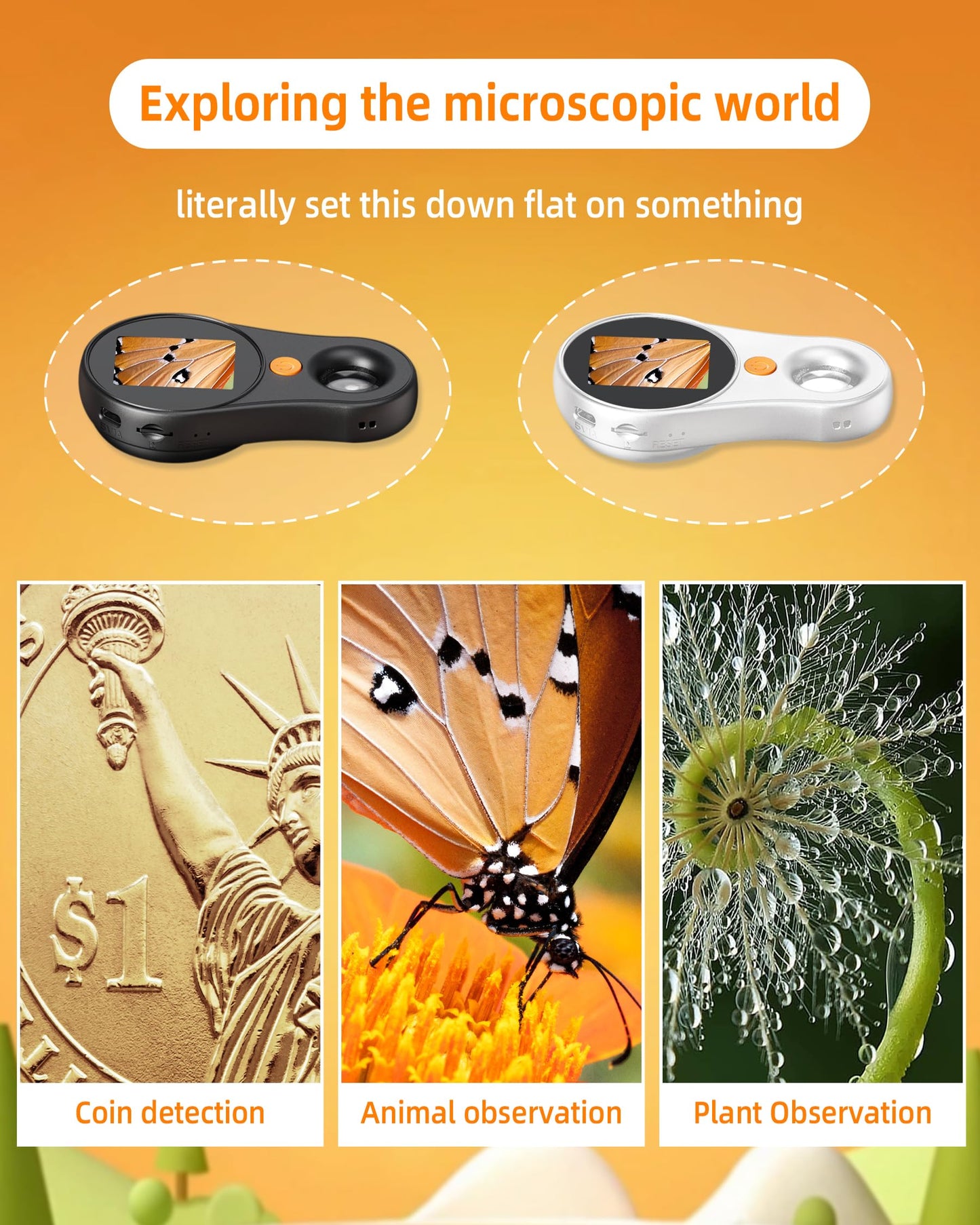 Digital Microscope Handheld 2.0 inch IPS Color Screen,Portable Digital Magnifying Glass 500x,Marco Microscope for Kids,Built-in 8LED Lights,USB Compatible with PC Windows, Mac OS