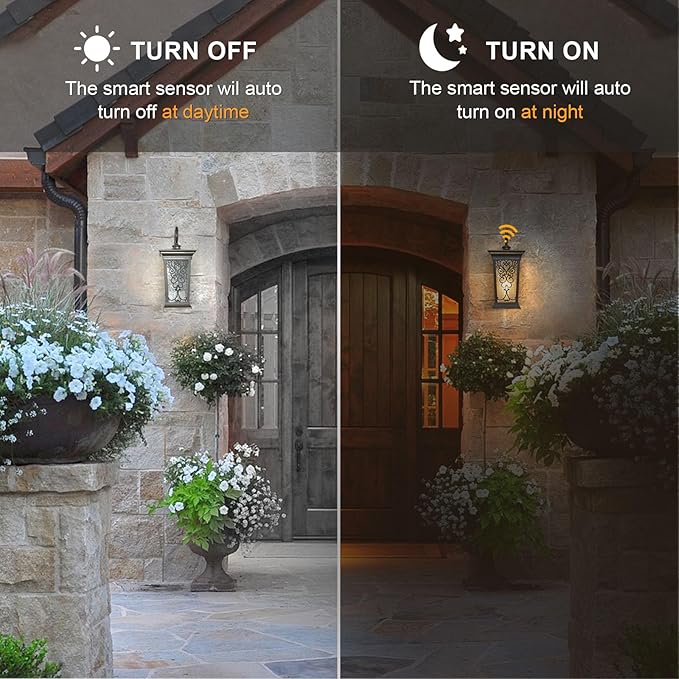 ALVIME Dusk to Dawn Outdoor Wall Lights, Exterior Lighting Fixtures, Porch Outside Wall Sconce for Entryway, Farmhouse, Front Door, Patio, Garage, E26 Base&Clear Seeded Glass