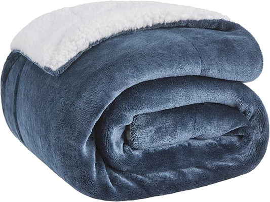 Bedsure GentleSoft Sherpa Fleece Throw Blanket for Couch - Thick and Warm Throw for Men, Soft Fuzzy Plush Blanket for Winter, Slate Blue, 50x60 Inches