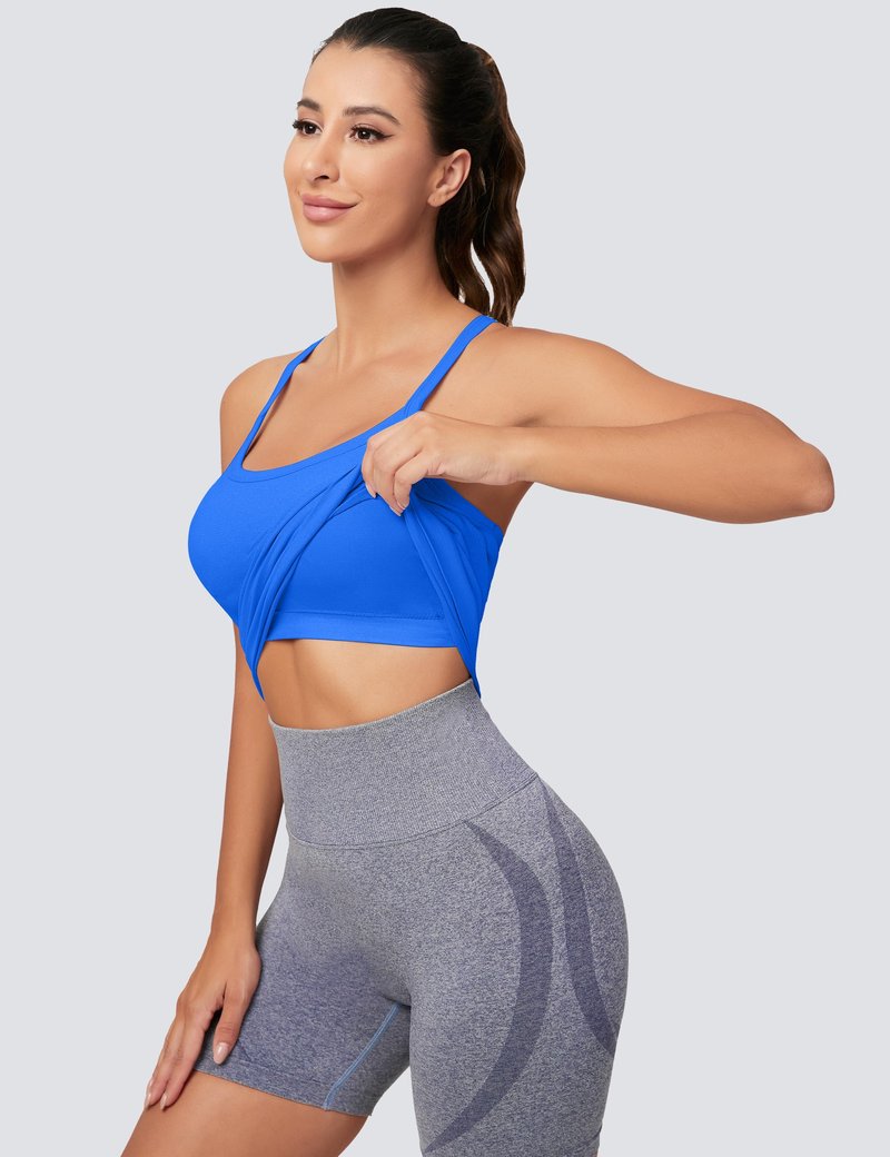 MathCat Workout Tank Tops for Women with Built in Bra, Sleeveless Gym Tops Seamless Racerback Athletic Yoga Shirts 2 Pack