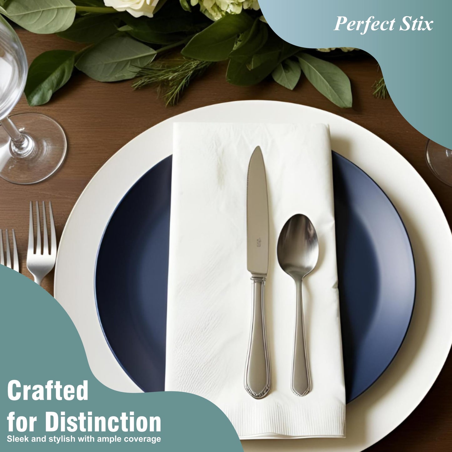 Bell Marque White Dinner Napkin-300 2-Ply White Dinner Napkins, 0.1" Height, 17" width, 15" Length (Pack of 300)