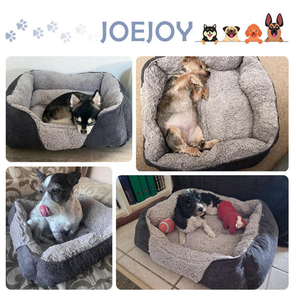 JOEJOY Extra Large Dog Sofa Bed, Waterproof Lamb Fleece PP Cotton XL Dog Bed With Nonskid Bottom, Washable Grey Dog Bed For Large Labrador, German Shepherd, 89x64x23cm