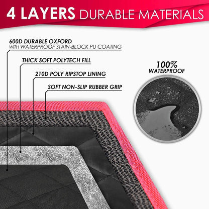 Dog Hammock for Car Back seat with Mesh Visual Window, Side Flaps with Zipper, Padded 4 Layers Waterproof Heavy Duty Hammock with Storage Bag, Scratch Proof Nonslip Pet Car Seat Cover