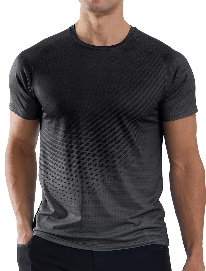 Men's Athletic Running T-Shirts Quick Dry Gym Workout Shirts Moisture Wicking Short-Sleeve Lightweight Sports Tee Tops Performance Activewear Black XL