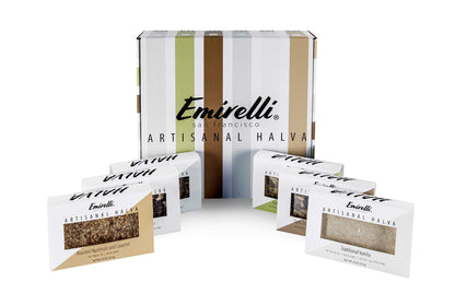 Emirelli Artisanal Halva Dessert – Authentic Middle Eastern Candy Turkish Sweets – Vegan Candy 55%-Tahini Halwa - Halvah Traditional International Sweets - Rose Water and Rose Petal Flavor, Pack of 1