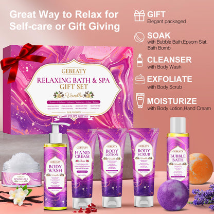 Spa Gifts for Women -Stress Relief Relaxing Body Wash & Bath Set,Christmas Gift for Mom Wife Her Sister Birthday Gifts,Unique Self Care Womens Gift Xams Stocking Stuffer Secret Santa Gifts for Women