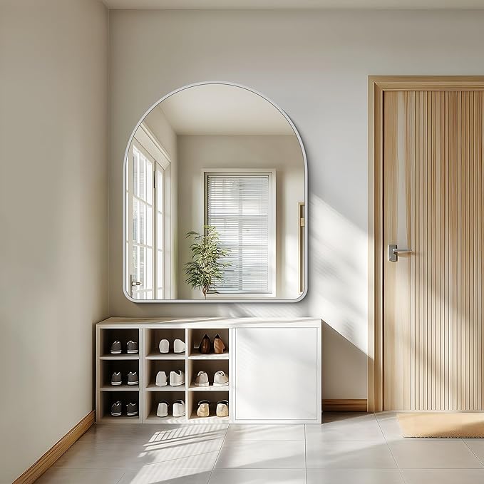 FORBATH Large Arched Wall Mirror 48x40 Inch, Silver Arch Bathroom Mirror with Aluminum Frame, Arched Mirror for Dresser, Fireplace,Entryway,Home Decor,Hanging or Leaning Against Wall