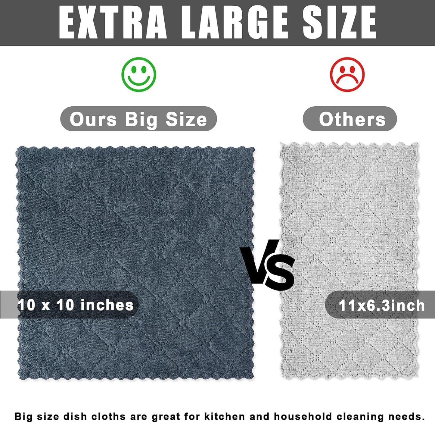 Homaxy 12 Pack Kitchen Dish Cloths (10 x 10 Inches, Grey), Super Soft and Absorbent Coral Velvet Dish Towels, Nonstick Oil Fast Drying Microfiber Cleaning Cloth, No Lint Household Dishcloths