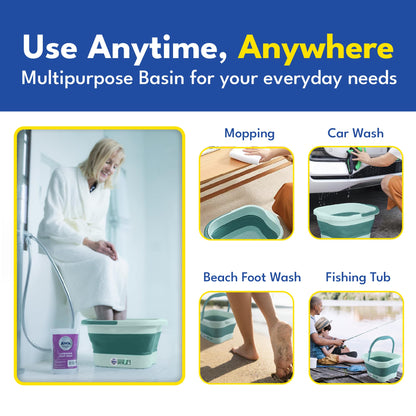 American Wellness Authority AWA Extra Large foot bath basin - Sturdy plastic soak tub For Soaking feet and Pedicure At Home Spa Kit Women Men (Grey Basin), 1.0 Count