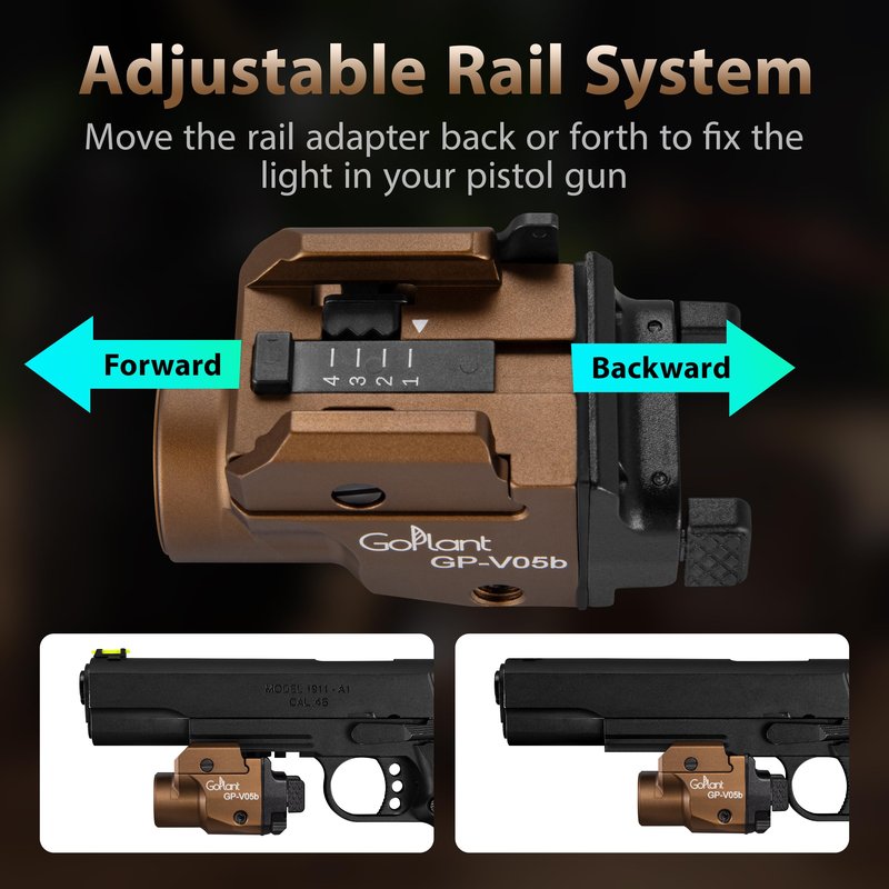 1500 Lumens Aircraft-Grade Aluminum Compact Pistol Flashlight, Picatinny Flashlights Laser Weapon Light, Subcompact Tactical Pistol Lights,Green Laser Light Combo For Handgun, Rechargeable Gun Laser