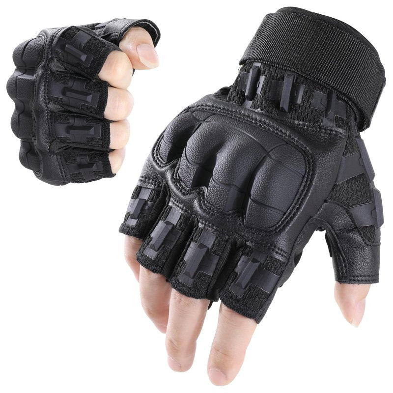 WTACTFUL Fingerless Tactical Gloves for Men Airsoft Paintball Bike Cycling Motorcycle Motorbike Hunting Hiking Work Outdoor Half Finger Gloves Black M