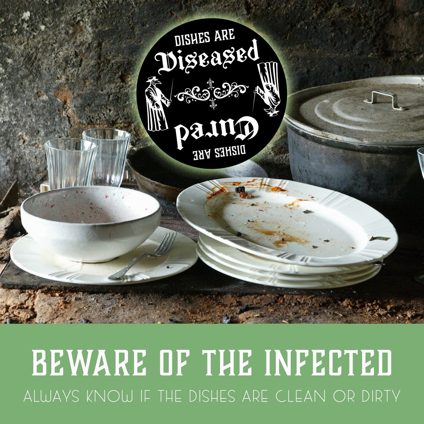 Gothic Plague Doctor Mask Dishwasher Magnet – Clean Dirty Sign for Witchy Kitchen Decor, Quirky Home & Office Accessory, Ideal Gift, Dark Academia Skeleton Ghost Theme, Spooky Apartment Essentials