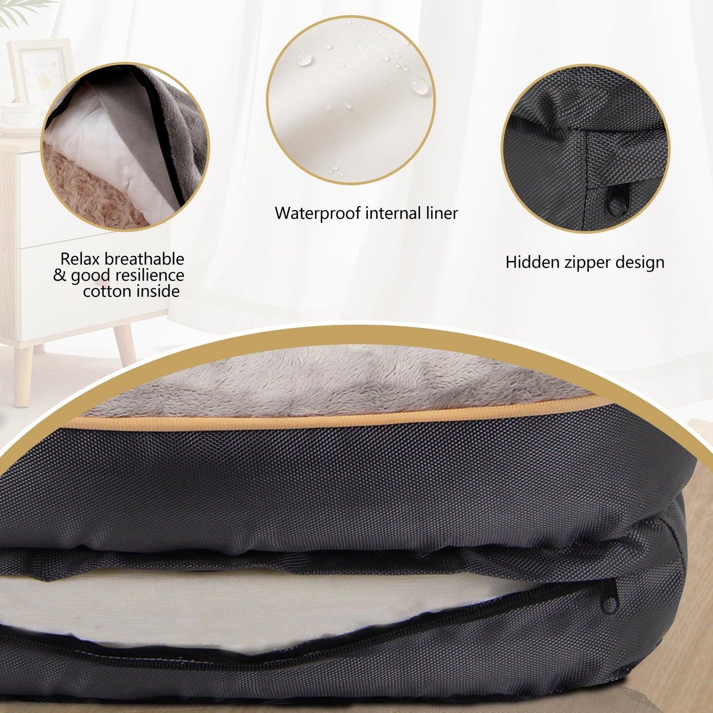 JOYELF XLarge Memory Foam Dog Bed, Orthopedic Dog Bed & Sofa with Removable Washable Cover and Squeaker Toy as Gift