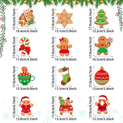 Zomiboo 53 Pcs Christmas Hanging Swirls Decorations Candy Gingerbread Man Elves Truck Red Cardinals Ceiling Decor Ornaments for Tree Xmas Holiday Party Supplies(Gingerbread)