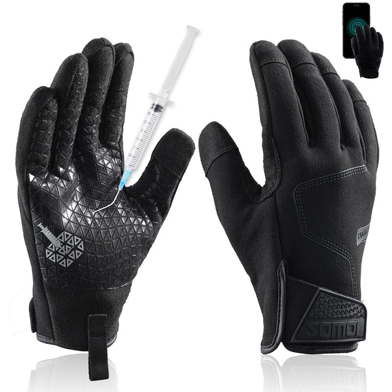 TAILI Level 3 Needle, Level 5 Puncture Resistant Work Gloves for Gardening, Touchscreen, Breathable, Grip Enhanced A7 Cut Resistant Safety Gloves, Black, Medium (M), 1 Pair