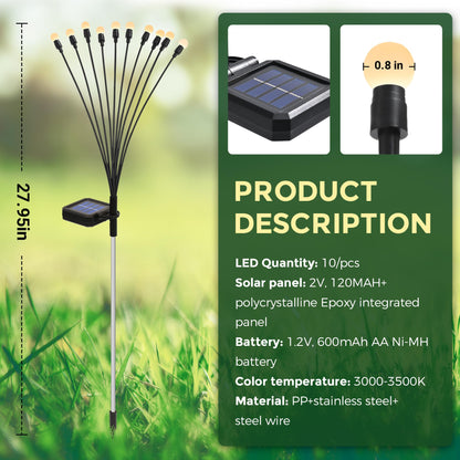PATIOPIA Solar Lights Outdoor Garden, 20 LED Firefly Outdoor Garden Lights Waterproof, Solar Powered Swaying Light for Pathway, Yard, Patio Decoration (2 Pack,Warm White)