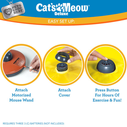 Cat's Meow Motorized Wand Cat Toy, Automatic 30 Minute Shut Off, 3 Speed Settings, The Toy Your Cat Can't Resist, Pets Know Best