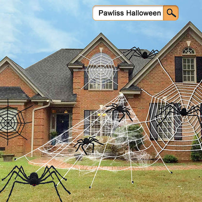 Pawliss Halloween Decorations, 2 Pcs 79.2 Inches Giant Halloween Spider, Halloween Decorations Outdoor Patio Lawn Yard Decor, Fake Large Hairy Spider Props