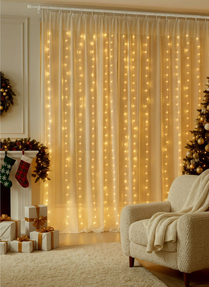 Brightown 300 LED Curtain String Lights, 9.8 FT Hanging Fairy Lights with Remote, 8 Modes, Waterproof Window Lights for Bedroom Backdrop Wedding Outdoor Party Christmas Decorations(Not Connectable)