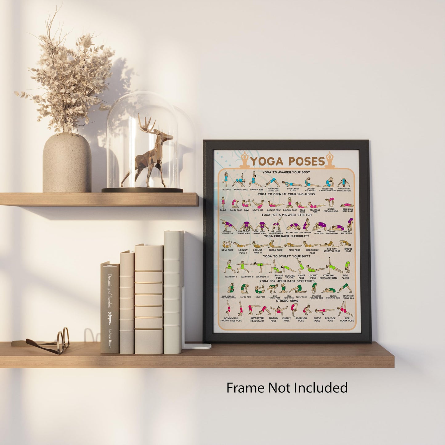 ZUKIY Illustrated Dumbbell Workout Guide - Workout Wall Art for Home Gym - Yoga Posters - Pilates Chart - Gym Poster for Women - Stretching Wall Decor - Fitness Room Poster