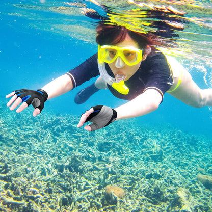 FitsT4 Sports Half Finger Padded Palm Gloves for Diving, Sailing, Jet Skiing, Stand-UP Boarding, Kayaking and Water Skiing, Suitable for Men&Women&Youth Blue M