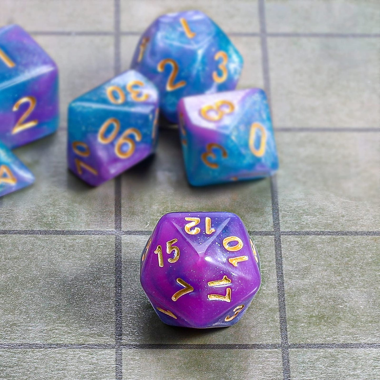 CiaraQ DND Polyhedral Dice Set with a Black Dice Bag for D&D RPG MTG Role Playing Table Games