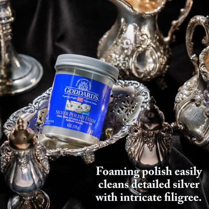 Goddard's Silver Polish Foam – 170 grams – Silver Cleaner & Tarnish Remover with Applicator – Cleans, Shines & Protects – Silverware, Jewelry, Antiques, Cutlery, Trays, Tea Sets and More