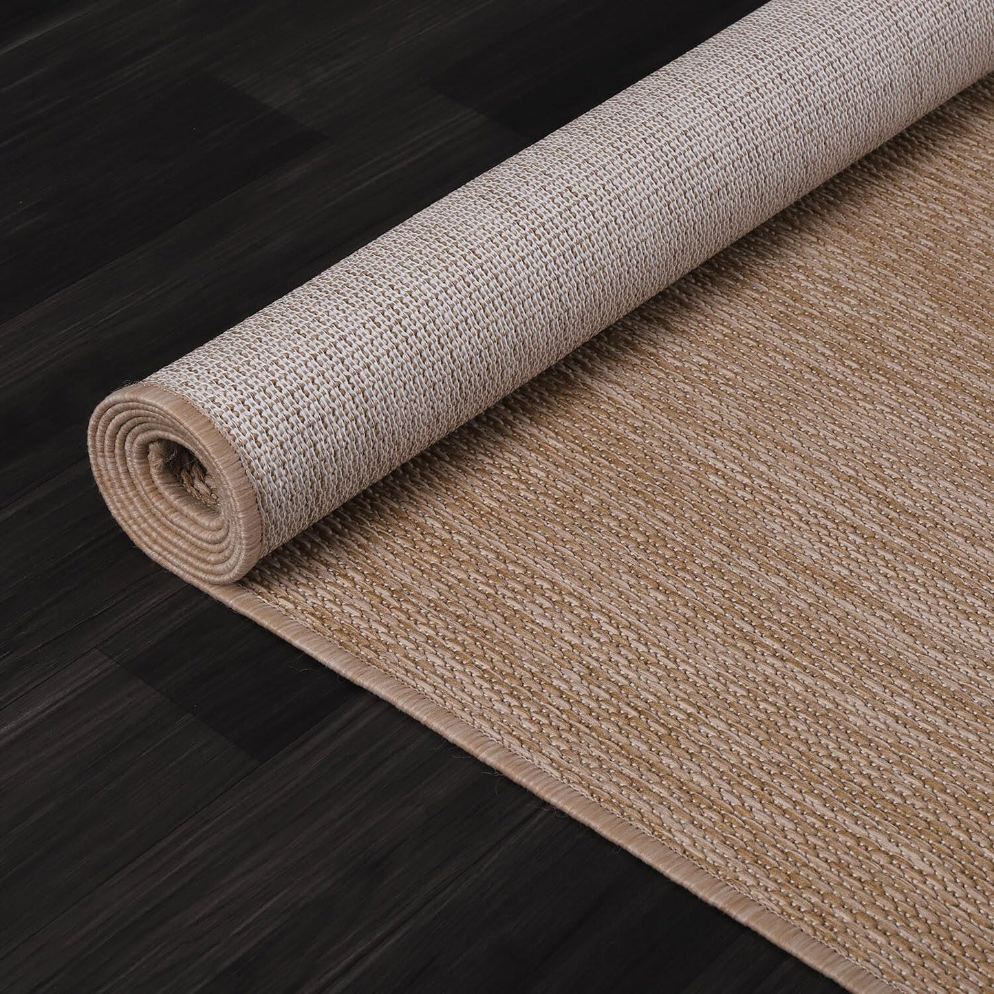Washable Indoor Outdoor Rug 9x12 Weather Resistant Area Rugs Modern Solid Jute Rug for Porch Deck Balcony Backyard Patio Outside Carpet (9 X 12 Jute Beige)