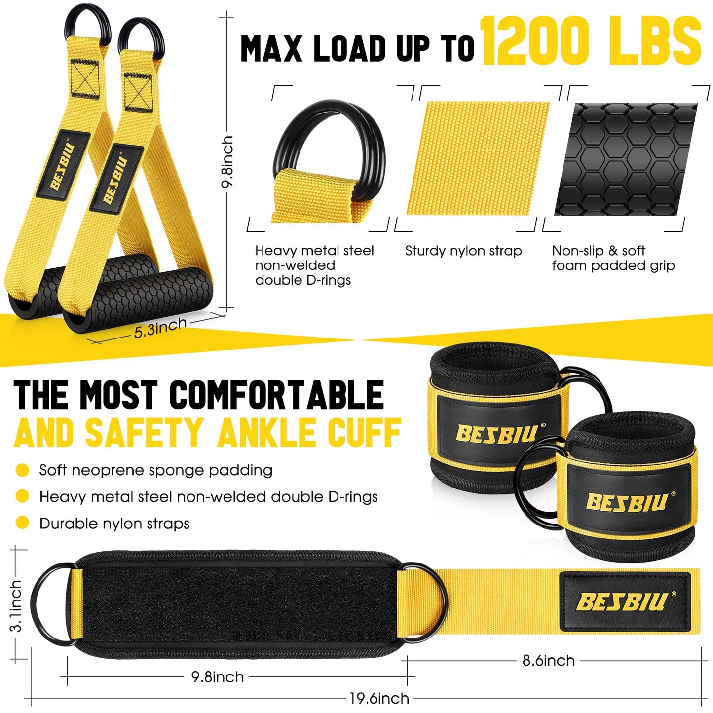 Heavy Resistance Bands for Working Out, 300lbs/360lb/420lb Exercise Bands Workout Bands with Handles, Door Anchor, Ankle Straps, Home Gym Workout Equipment for Men Fitness Strength Training Stretching