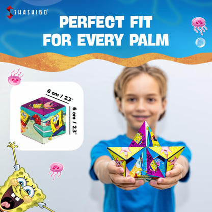 SHASHIBO SpongeBob Shape Shifting Box - Award-Winning Age 8+, Patented Magnetic Puzzle Cube w/ 36 Rare Earth Magnets - Fidget Cube Transforms Into Over 70 Shapes (Spongebob Squarepants-Beach Buddies)