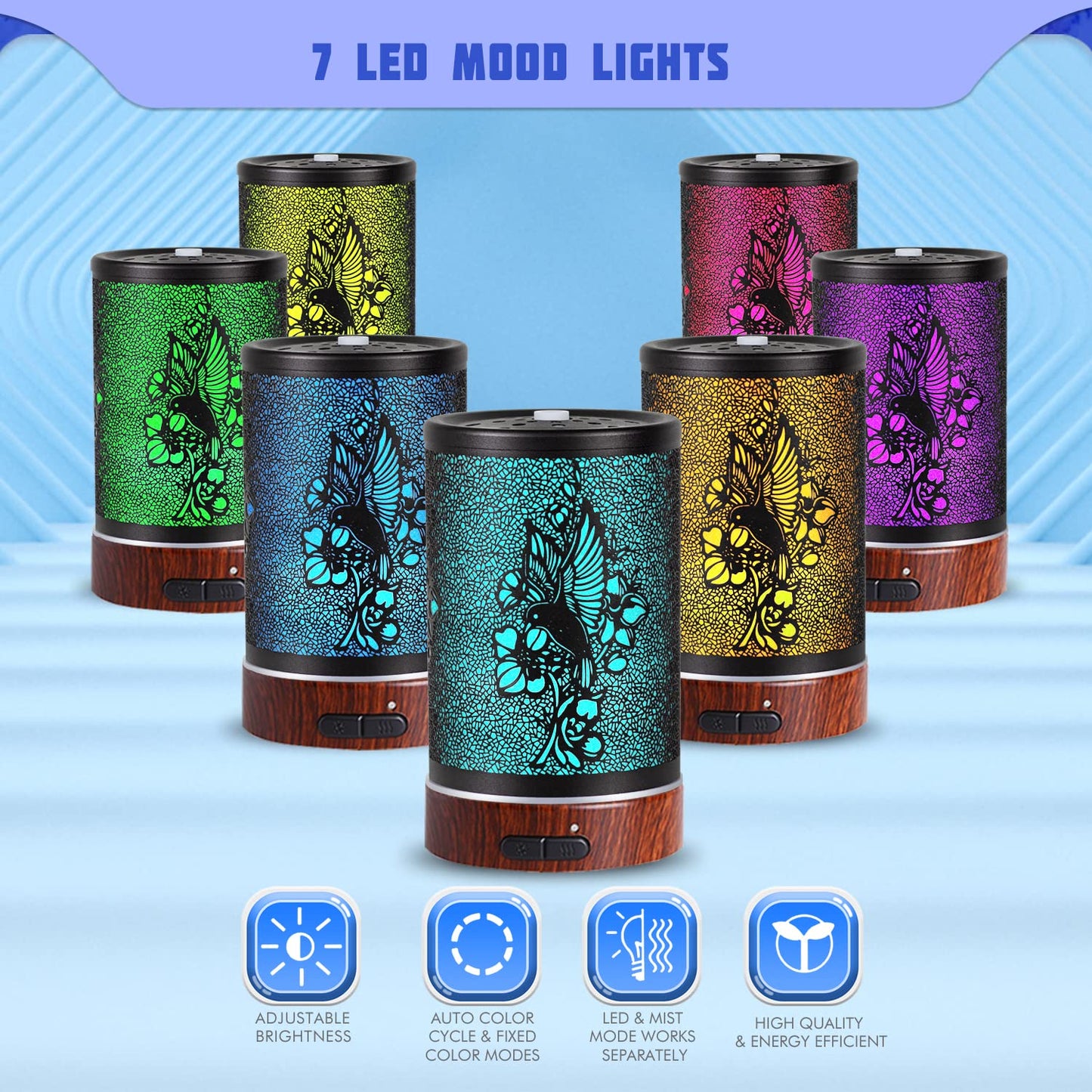 Essential Oils Diffuser,Aromatherapy Diffuser,Birthday for Women Mom Grandma,Metal Cool Mist Humidifier with 7 Colors Lights Waterless Auto Off Air Diffusers (Dragonfly)