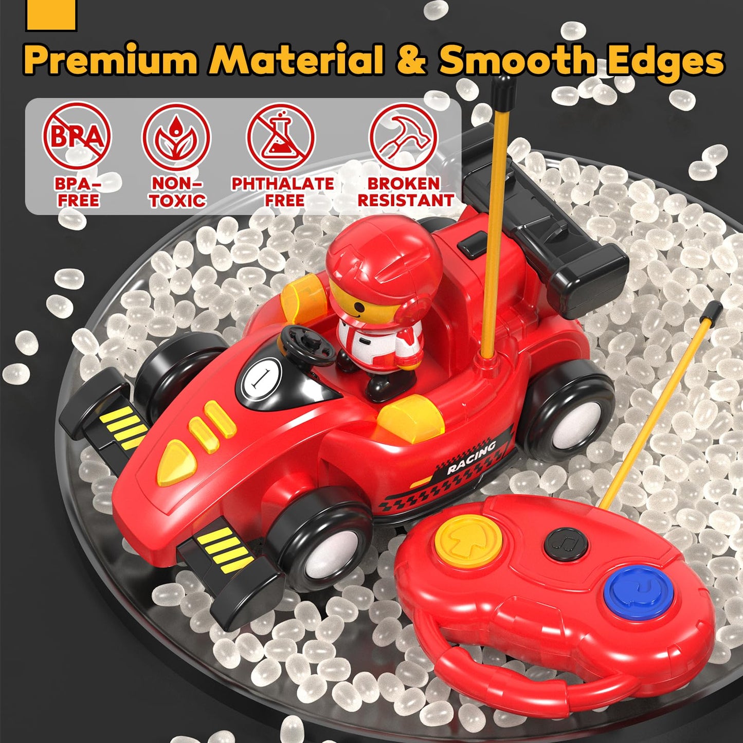 Lehoo Castle Toys for 1 2 3 Year Old Boy, Remote Control Cars for Kids Age 3, Pop-up RC Race Car 2 Year Old Boy Toys, Gifts for 1-3 Year Old Boys with Lights & Music