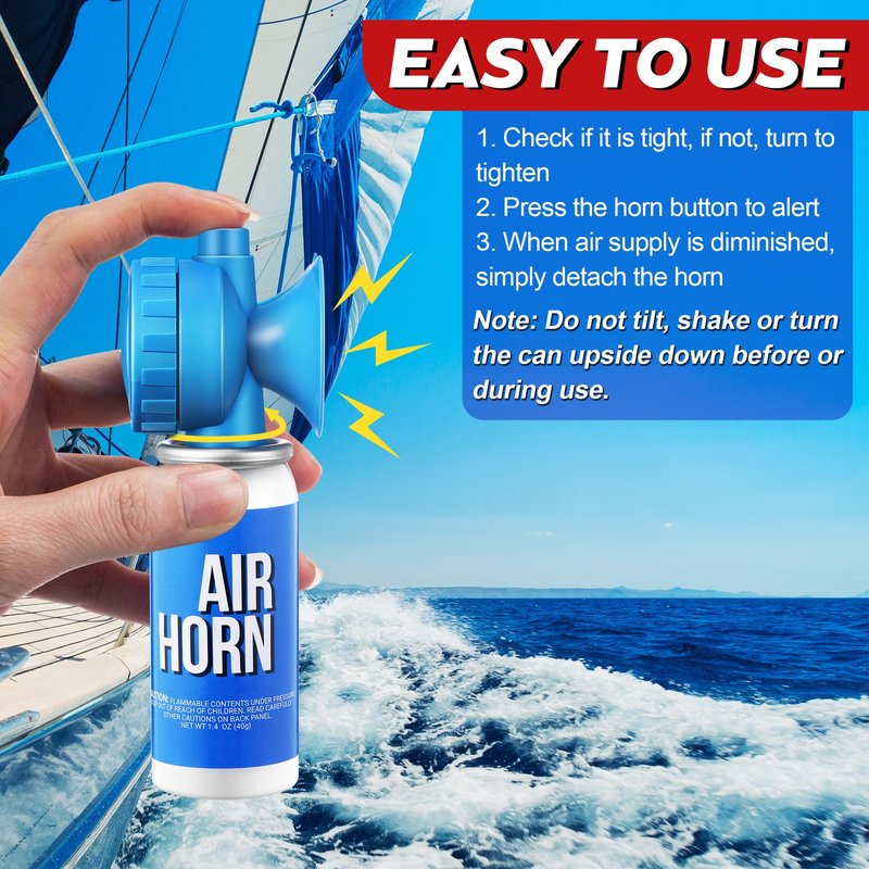 Saillong 1 Pack 1.4oz Marine Boat Air Horn, Loud Air Horns for Safety, Mini Small Blow Fog Bear Horn, Meet Coast Guard, Emergency Use for Marine Boating Sporting Events Outdoor Alarm
