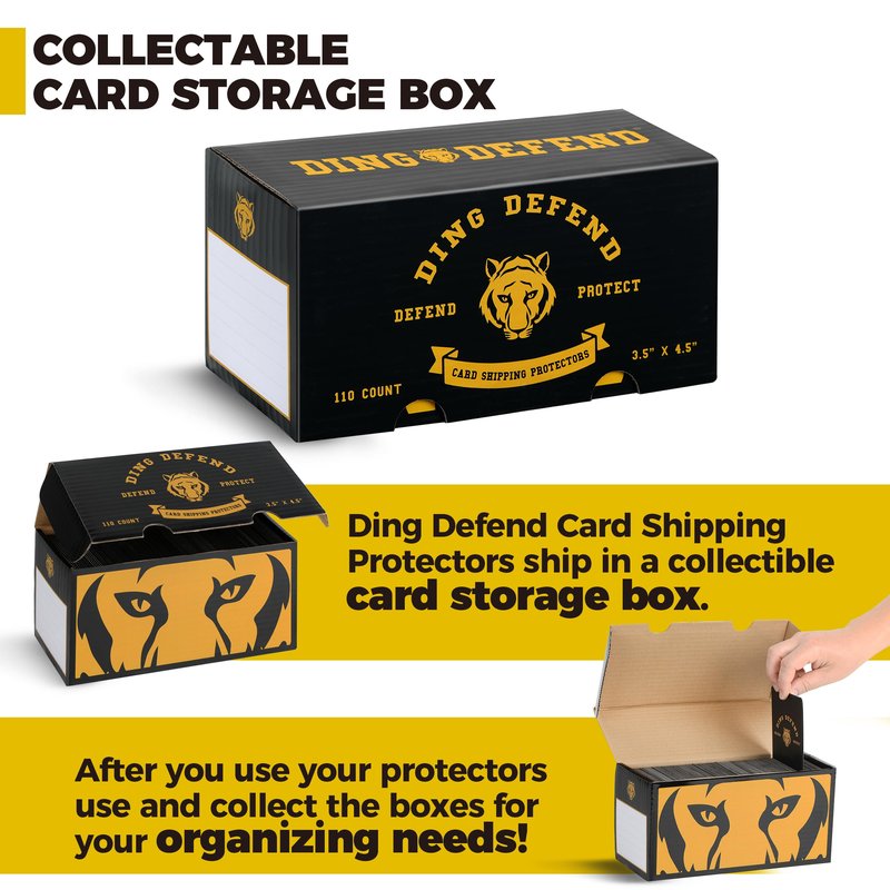 Ding Defend 110 Pack Trading Card Protectors - Hard Plastic Slab - Tiger Design - 3.5 x 4.5 Inches