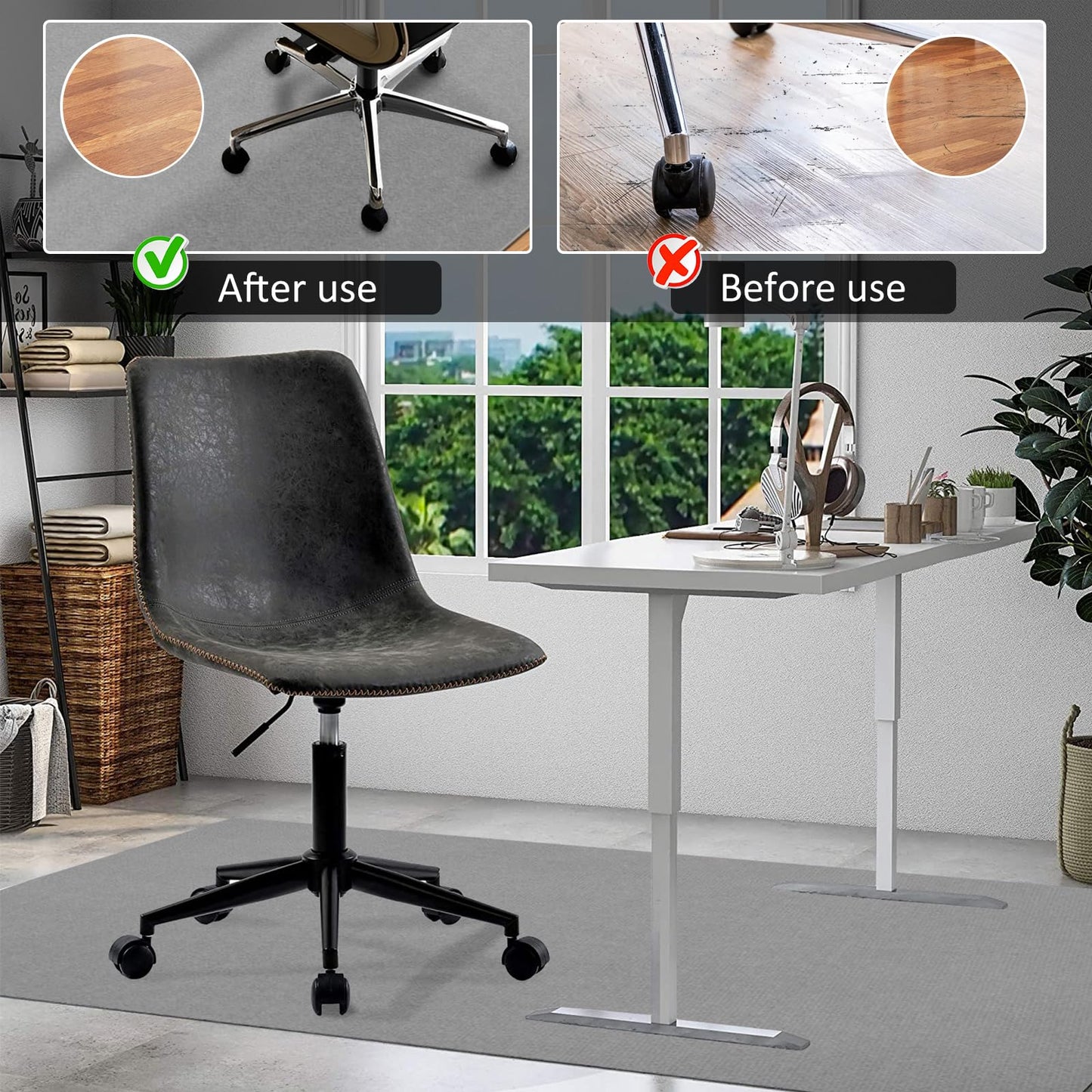 Office Chair Mat for Hardwood Floor & Tile Desk Mat for Rolling Chairs Protect Hardfloor Desk Area Rug for Workstations, Durable Chair Mat for Home and Office Use (Light Grey, 36X48 in)